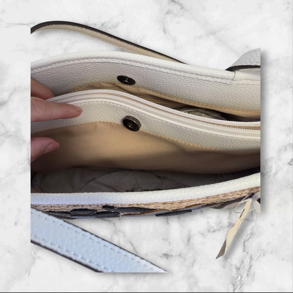 Summer St. John's Bay Tan and Black Tote Bag with Floral Design - Picture 6 of 14